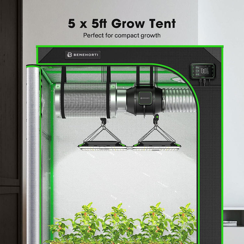 5 x 5 grow tent Benehorti MegaGrow 5X5 Reflective Mylar Garden Bed, 60" x 60" x 80" – BENEHORTI